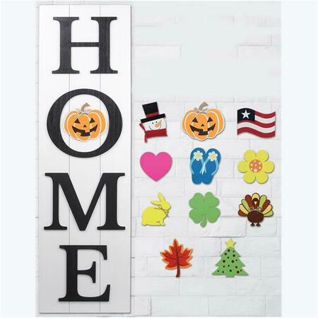 YOUNGS Wood Home Door Leaner Sign with Includes 11 Interchangeable Seasonal Icons 21367